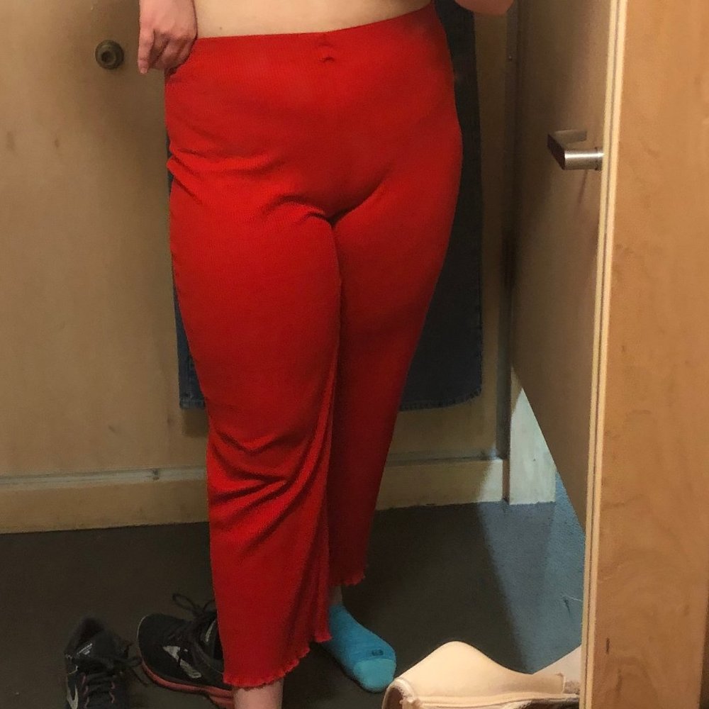 Red ribbed UO pants